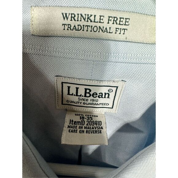 LL Bean Mens Long Sleeve Wrinkle Resistant Shirt 18 - 35 - Picture 2 of 3